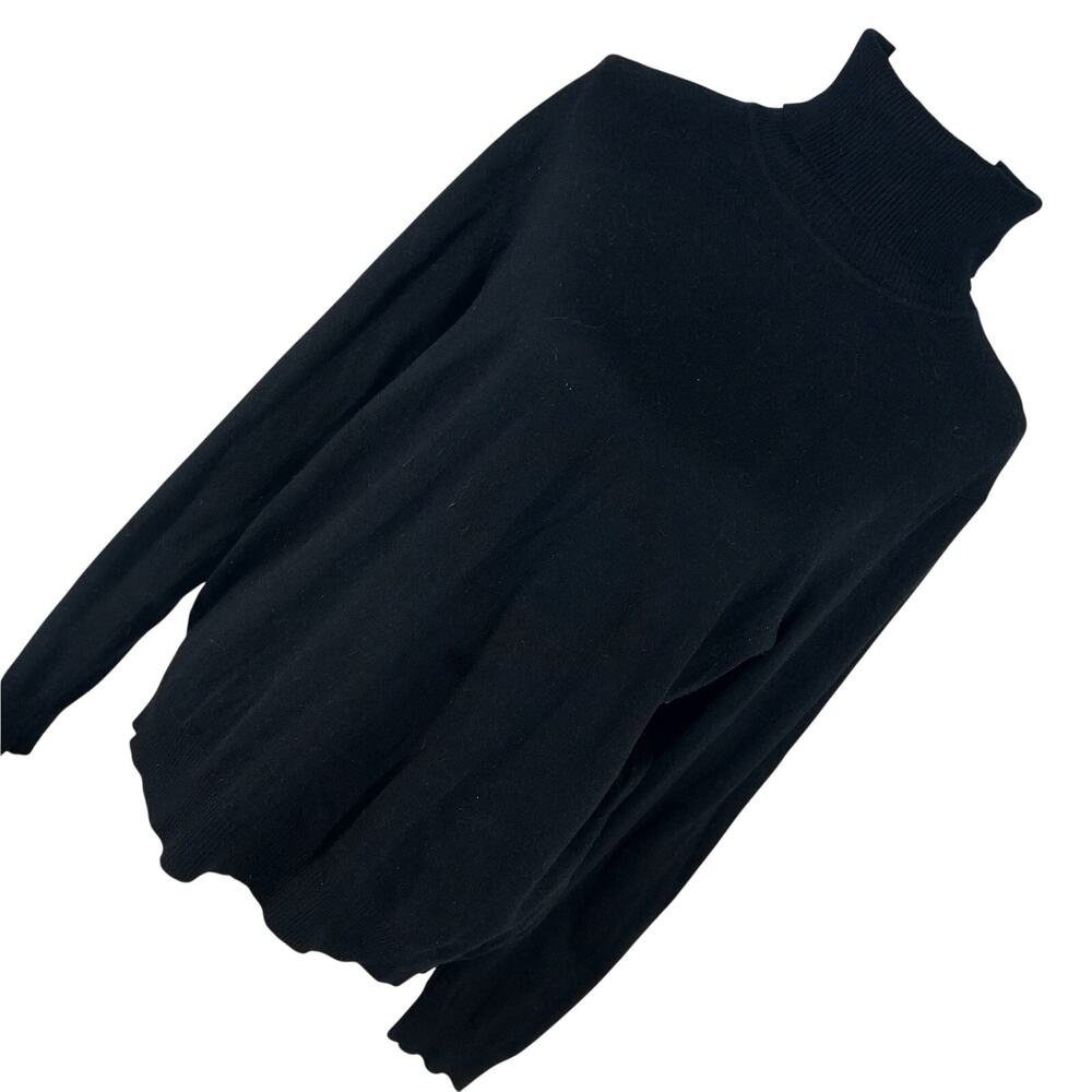 ANDREW MARC! ELEGANT, CLASSIC RICH BLACK TURTLENECK RIBBED DETAIL SWEATER! SZ 2X